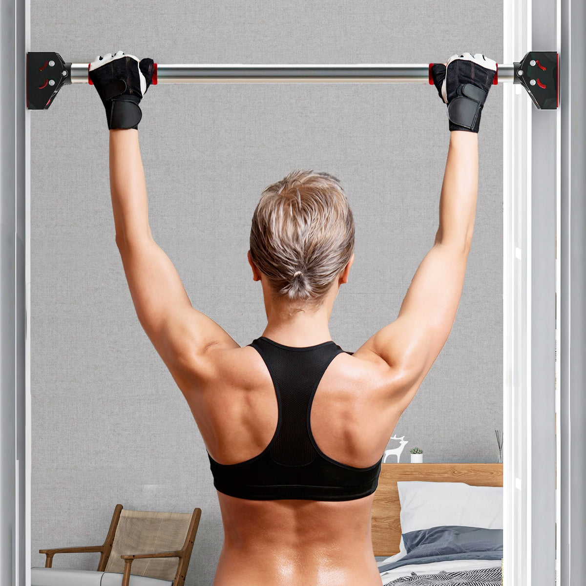 Doorway Pull Up Bar, No-Screw Chin-Up Bar, Adjustable 75-92cm, Max Load 200kg