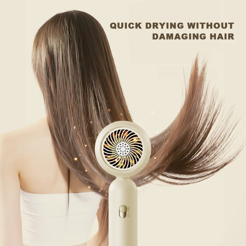 1900W Ionic Hair Dryer with 57°C Constant Temperature, Overheat Protection and Nozzle, Beige