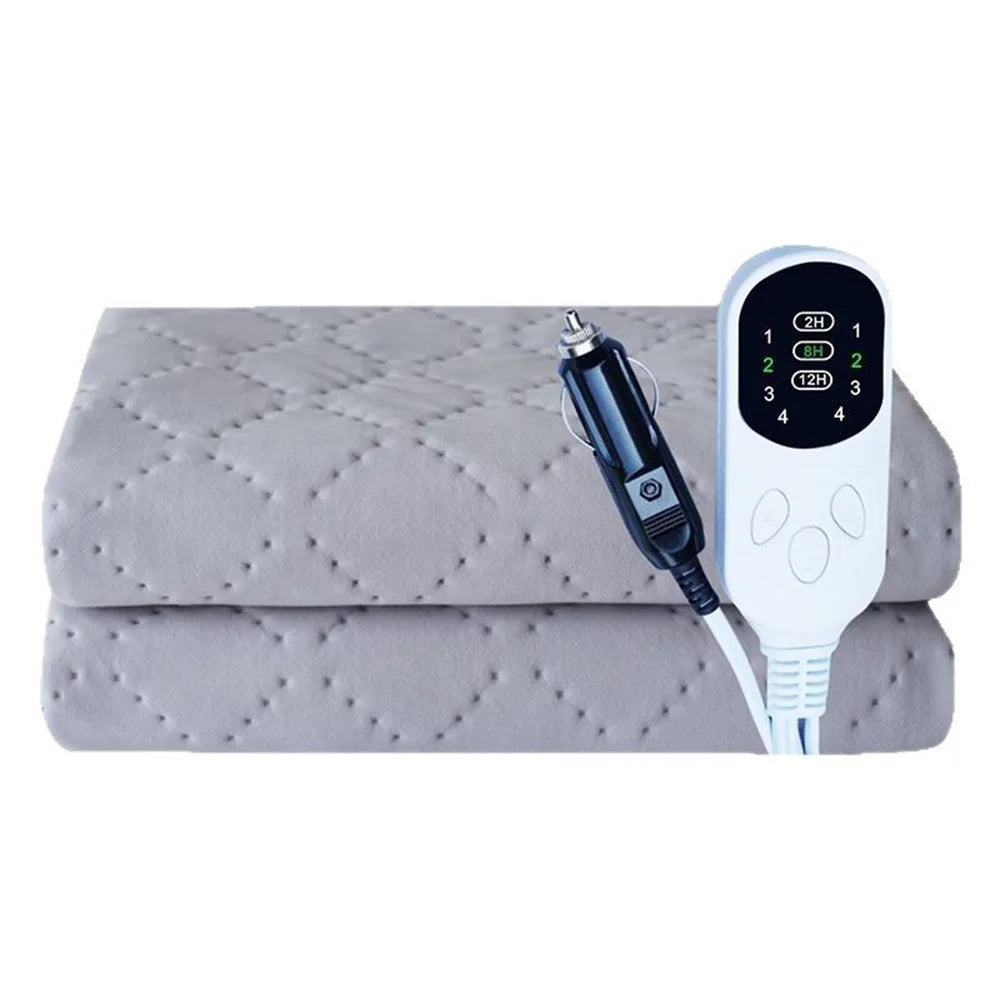 12V Heated Car Blanket 150 x 120cm with Timer, Machine Washable Electric Travel Throw