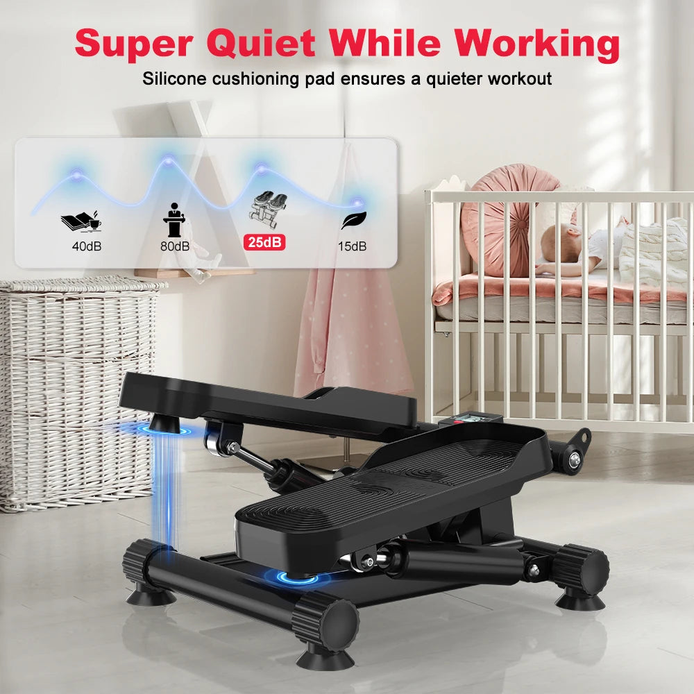 Mini Stepper Exercise Machine with Resistance Bands – Low Impact Stair Stepper for Home Cardio Fitness