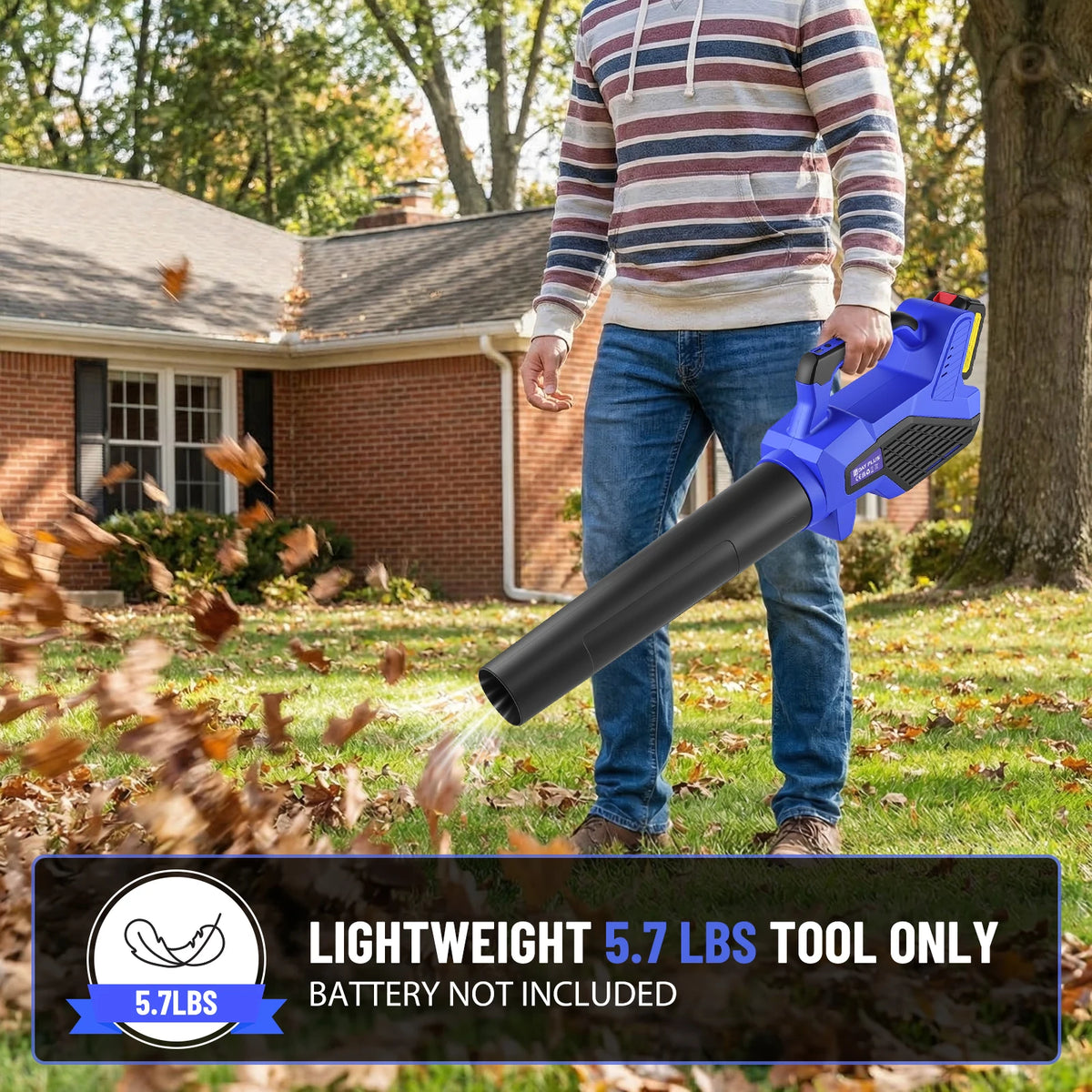 21V Cordless Leaf Blower with 4000mAh Battery and Fast Charger, 6-Speed Lightweight Blower