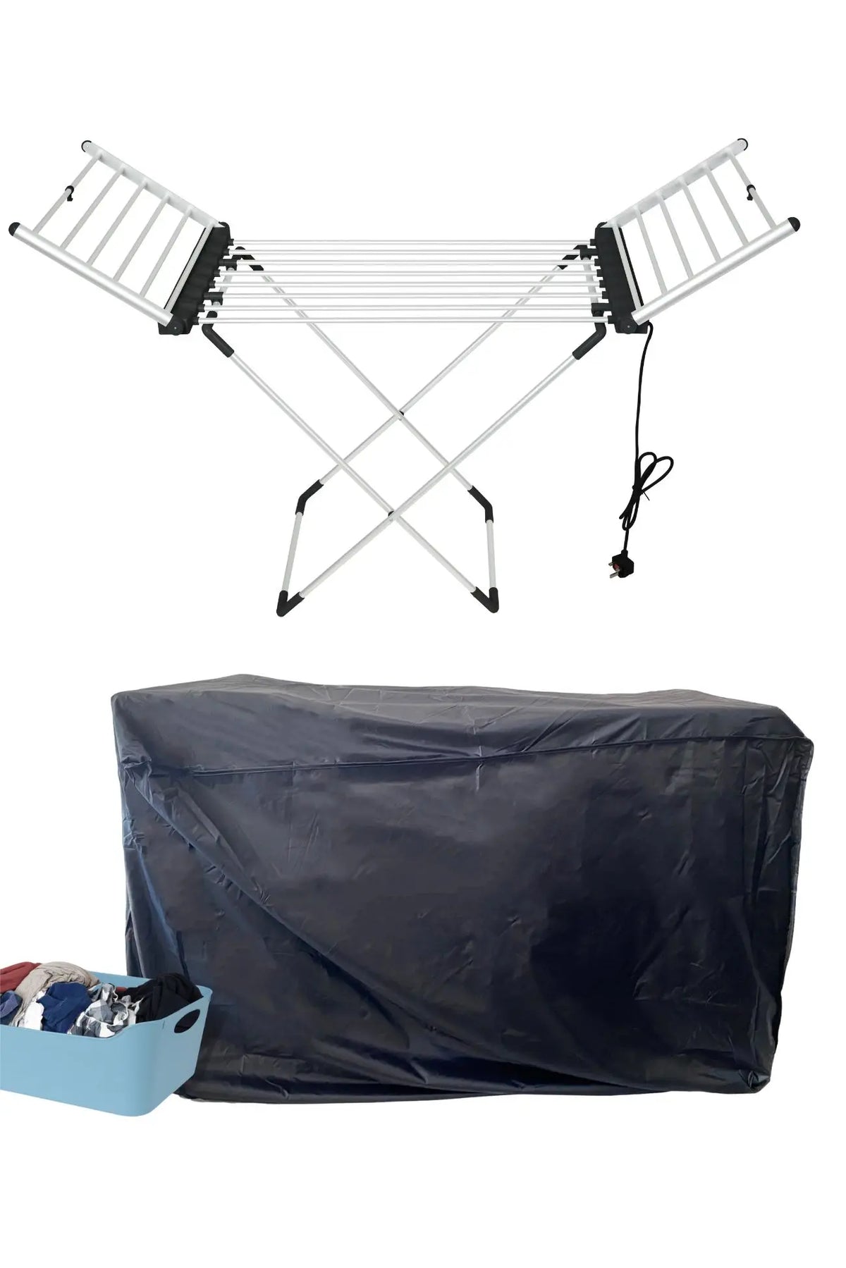 XL Heated Clothes Airer with Timer, Foldable Winged Electric Airer