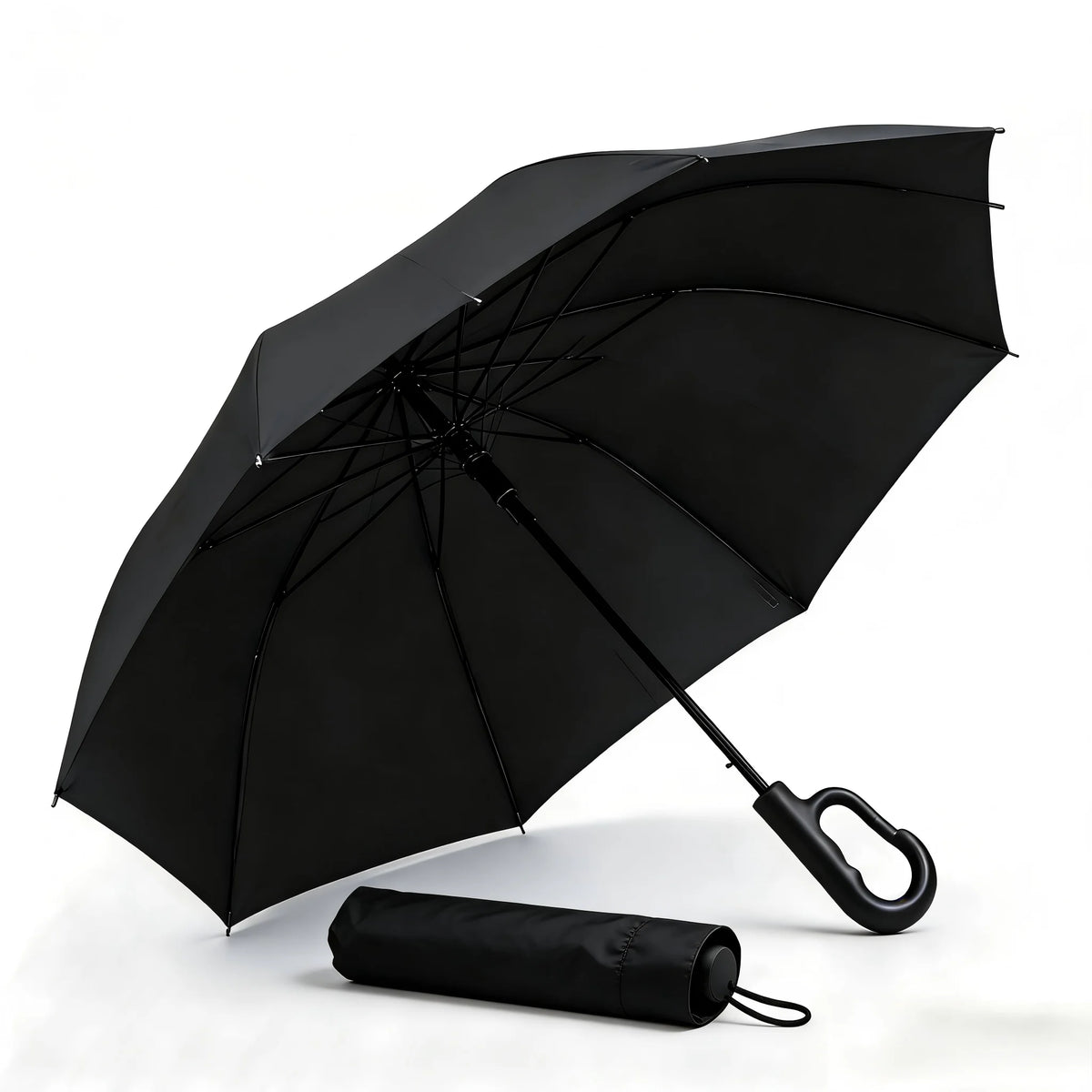 Compact Windproof Travel Umbrella with Auto Open and Close, 9 Fibreglass Ribs