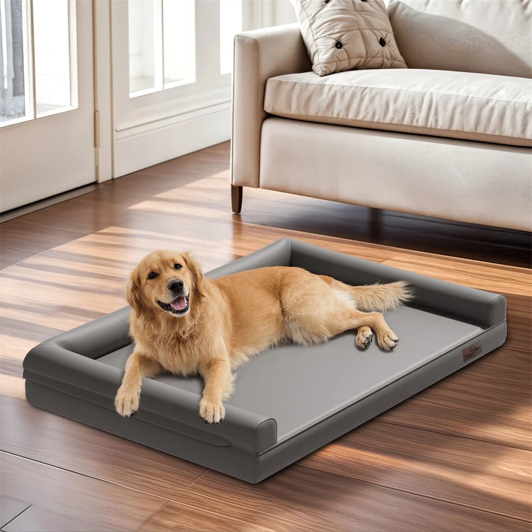 BingoPaw Large Dog Sofa Bed M-2XL Sizes Removable Microfiber Leather Cover Waterproof for Pets