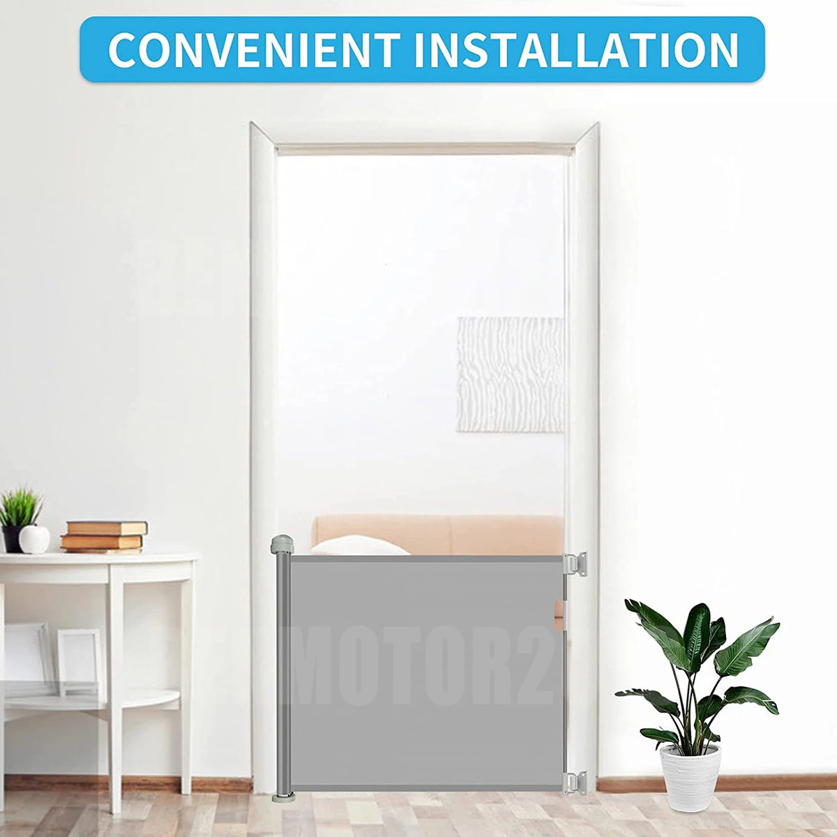 Retractable Baby Dog Gate 130x88.9cm No Drill Extra Wide Mesh Safety Gate for Stairs Hallways