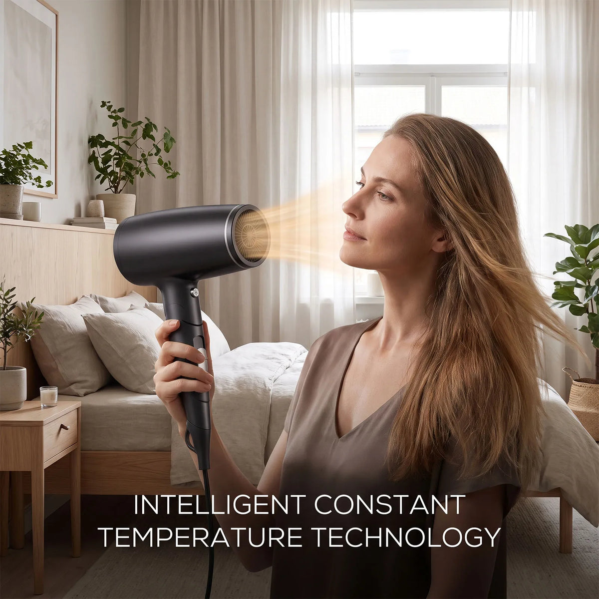 2000W Foldable Hair Dryer with NTC Temperature Control and Cool Shot, Grey