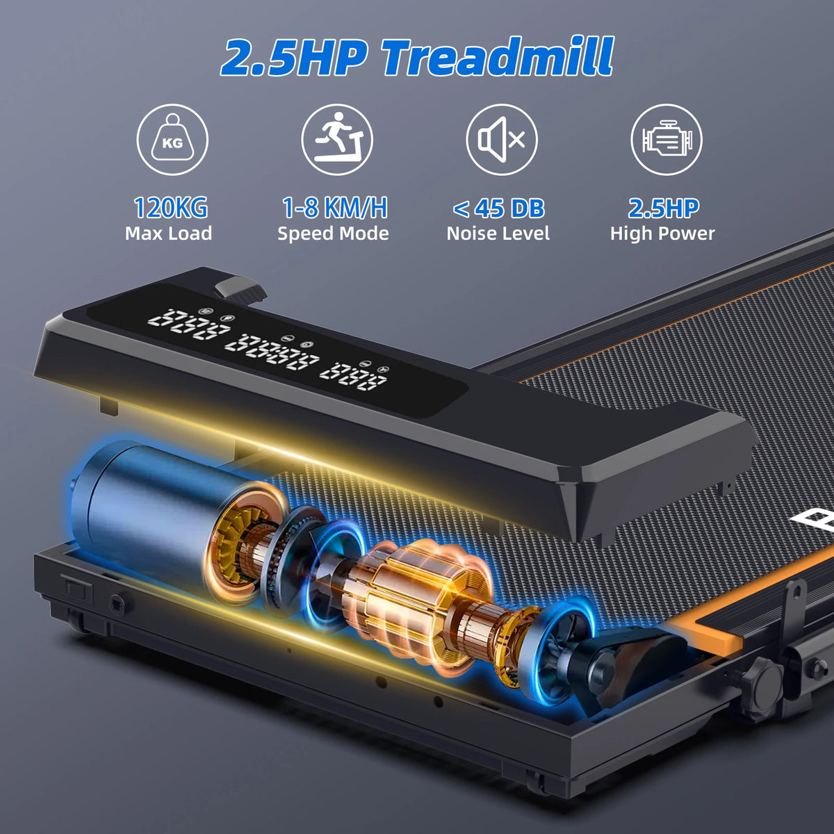 Foldable Walking Pad Treadmill 9% Incline Smart App 1-8KM/H 120kg Capacity LED Display for Home Office
