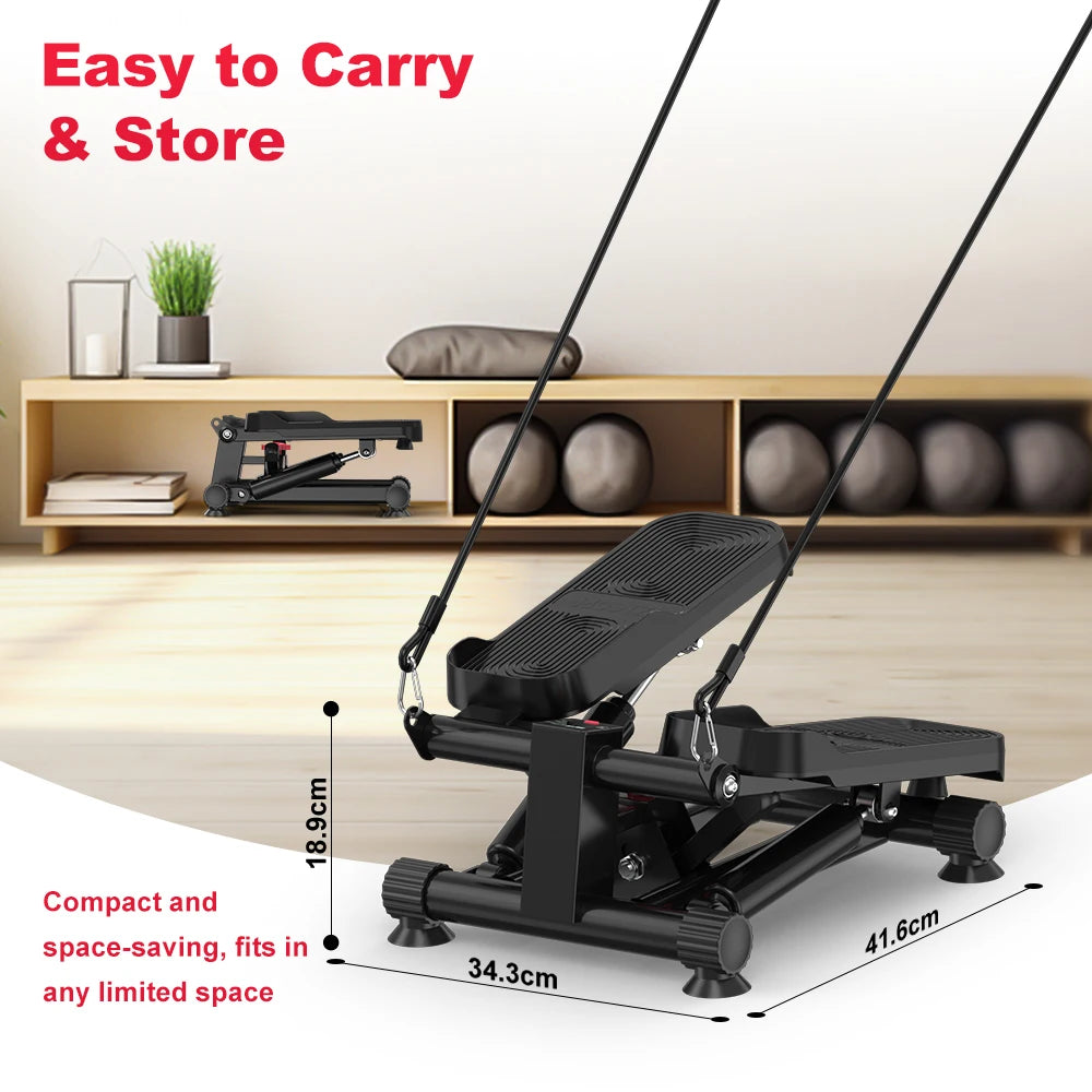 Mini Stepper Exercise Machine with Resistance Bands – Low Impact Stair Stepper for Home Cardio Fitness