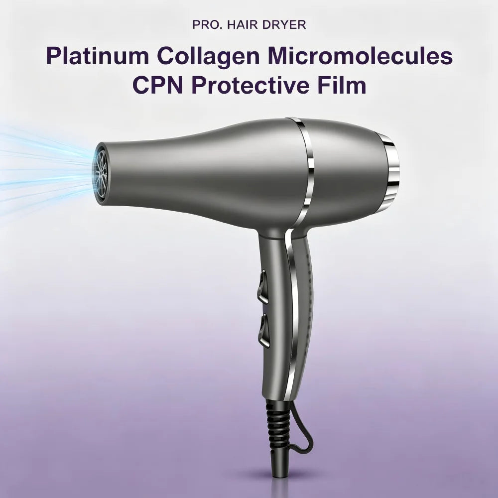 2200W Ionic Hair Dryer with Blue Light, Hot and Cold Air and Styling Nozzle, Grey