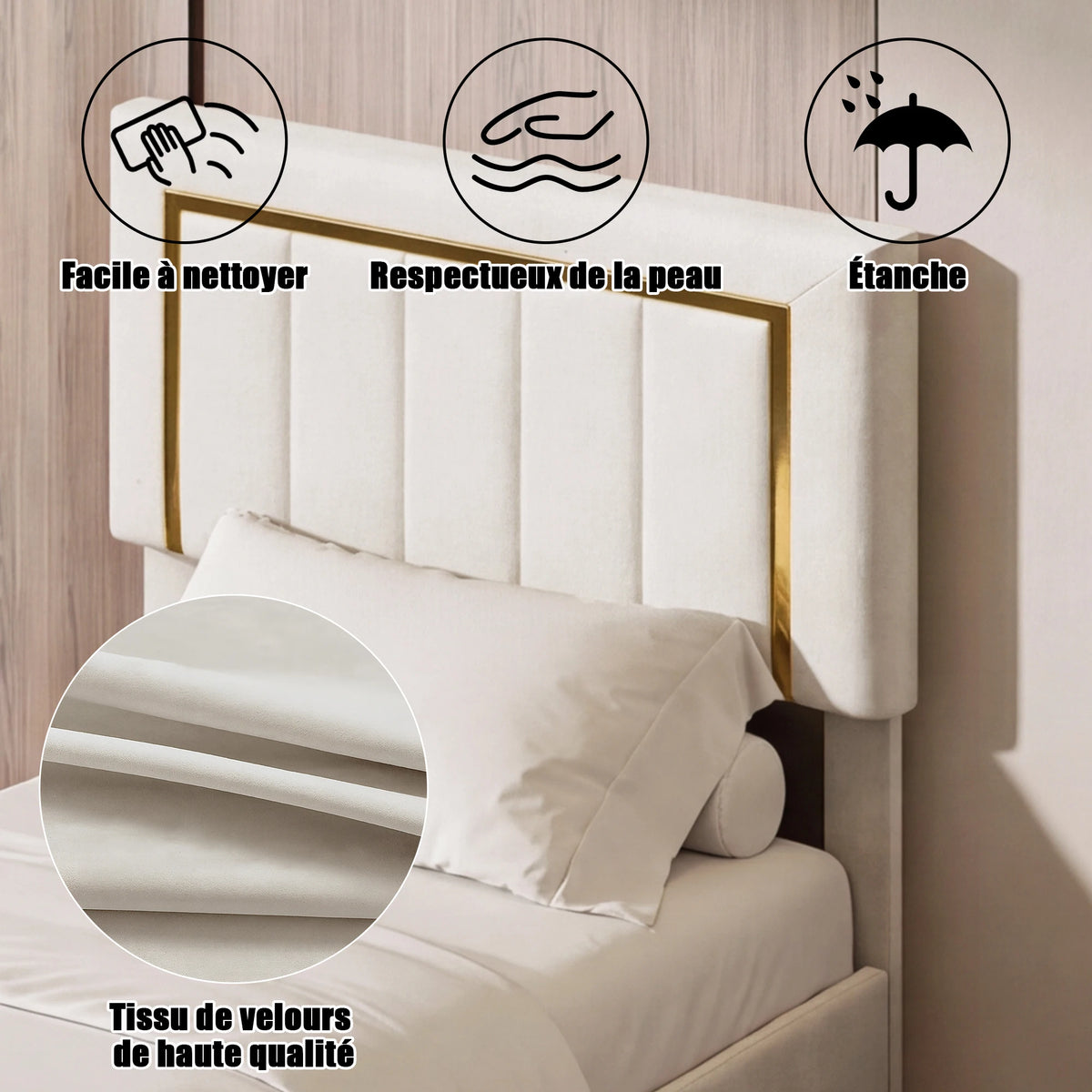 3ft Single Velvet Upholstered Bed Frame with Hydraulic Storage, Padded Headboard, Black or White