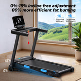 Foldable Treadmill with Incline 0.8–12km/h LED Display Bluetooth Walking Pad Home Gym