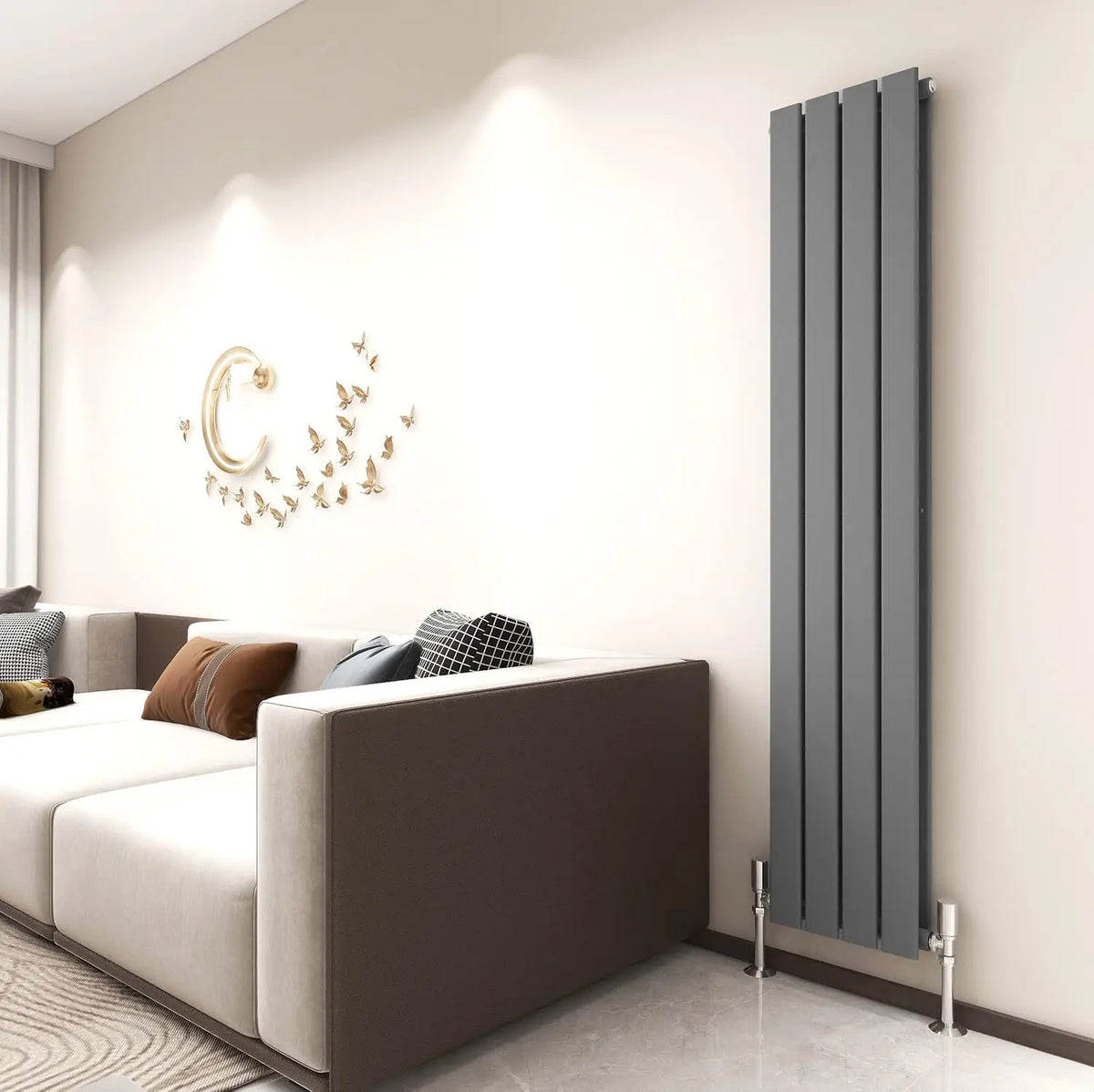 Designer Flat Panel Radiator 1600 x 272mm, Double Panel Vertical Central Heating Radiator
