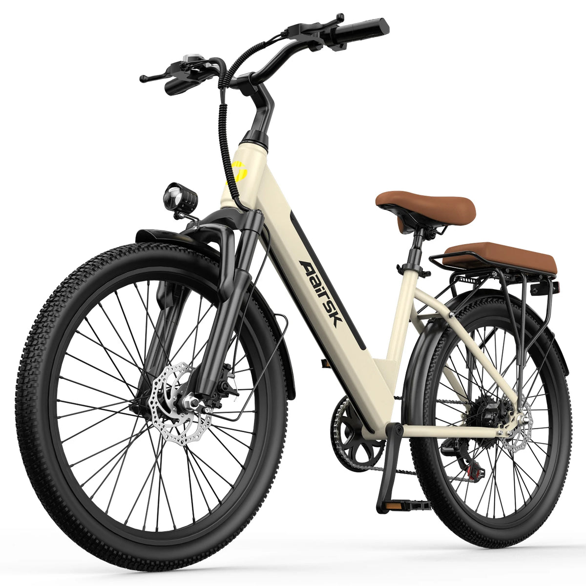 26 Inch Step-Through Electric Bike with 250W Motor, 36V 13Ah Removable Battery, Shimano 7-Speed and NFC Unlock