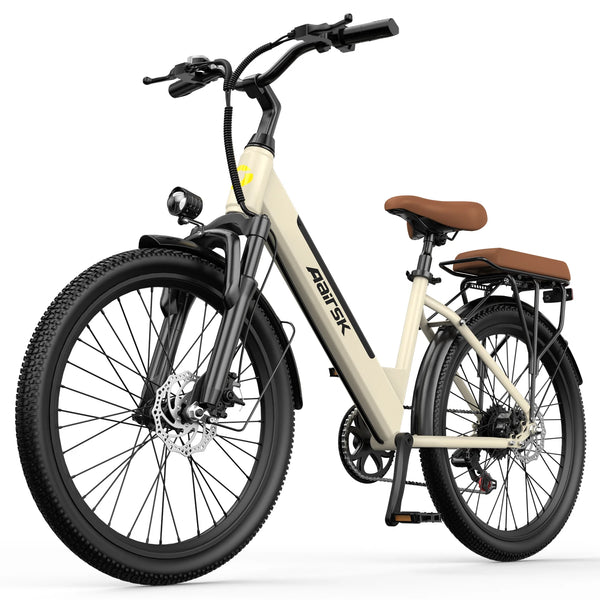 26 Inch Step-Through Electric Bike with 250W Motor, 36V 13Ah Removable Battery, Shimano 7-Speed and NFC Unlock