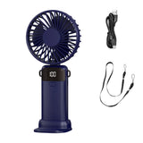 Foldable Handheld Fan 5 Speed USB Rechargeable LED Display 1200mAh Desktop or Handheld for Travel Camping Outdoor