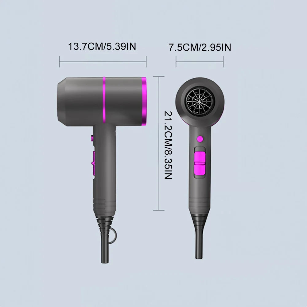 1500W Salon Hair Dryer with 57°C Constant Temperature, Concentrator and Diffuser, UK Plug