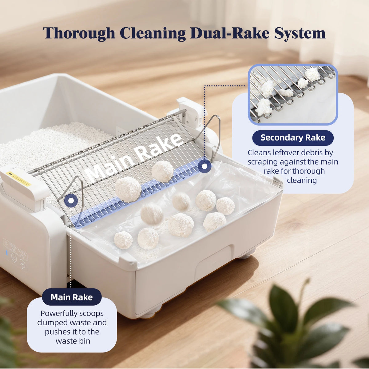 XL Self Cleaning Cat Litter Box, Open Top Automatic Tray with App Control