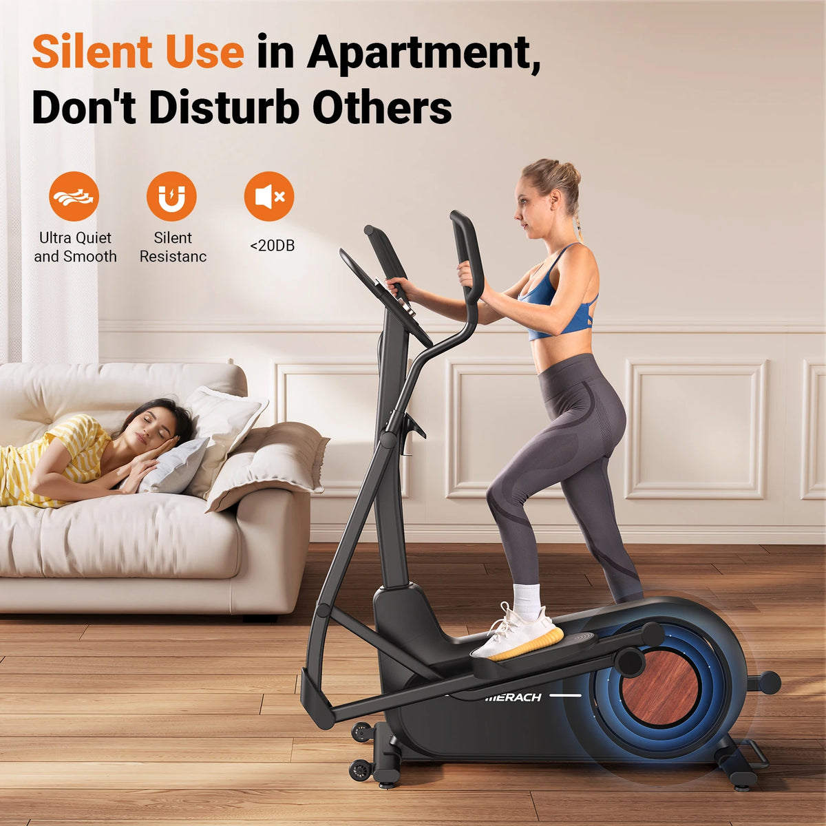 18.5 Inch Stride Elliptical Cross Trainer – Ultra Quiet Magnetic Resistance Home Exercise Machine