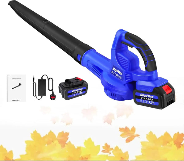 Cordless Leaf Blower with 4.0Ah Battery and Charger, 220CFM with 2 Detachable Tubes