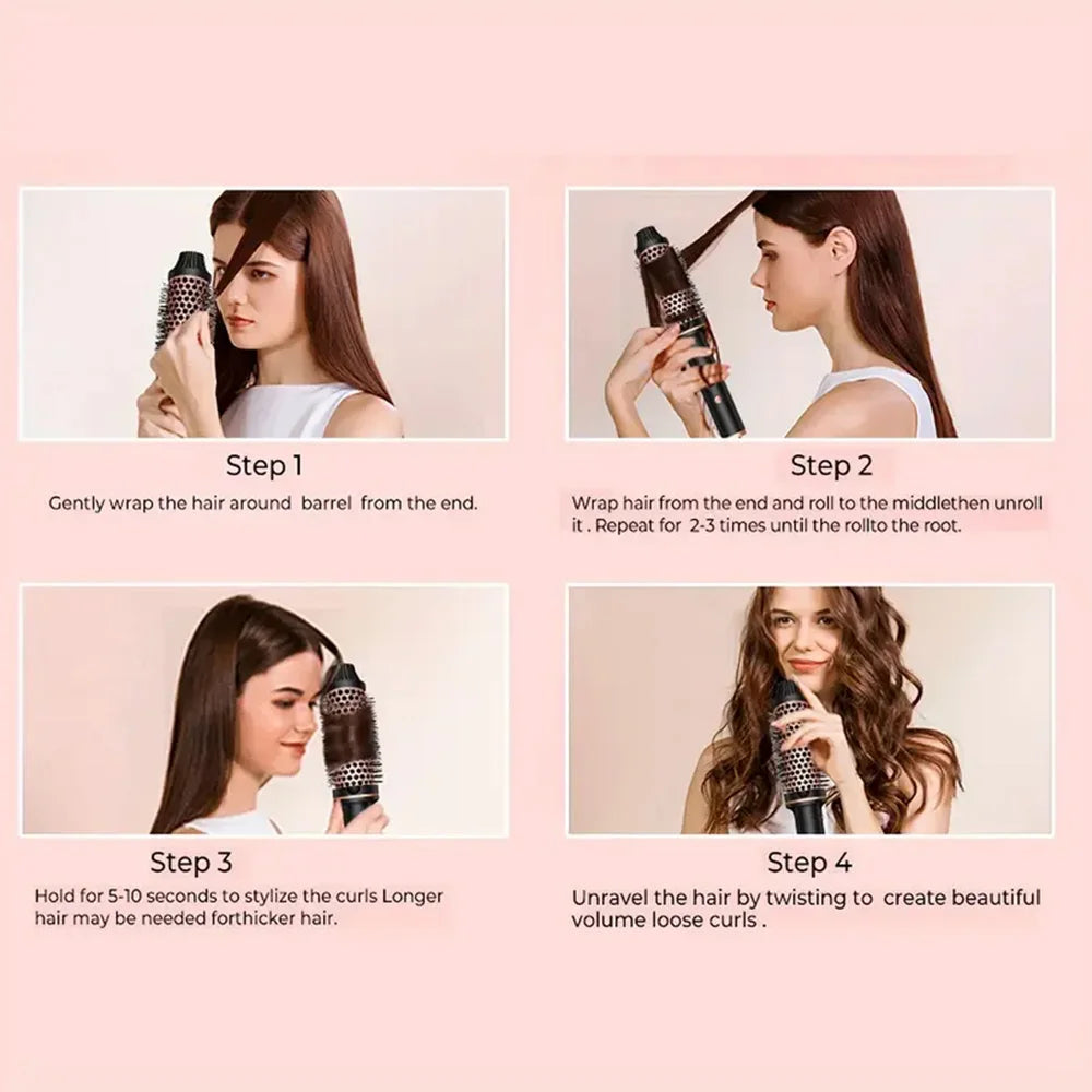 3 in 1 Hair Curler and Straightener Brush with LCD Display and Ionic Function, UK Plug, Black