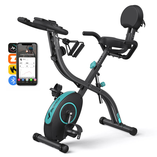 4 in 1 Folding Exercise Bike with Magnetic Resistance – Indoor Stationary Bike Adjustable Seat 300lbs Capacity