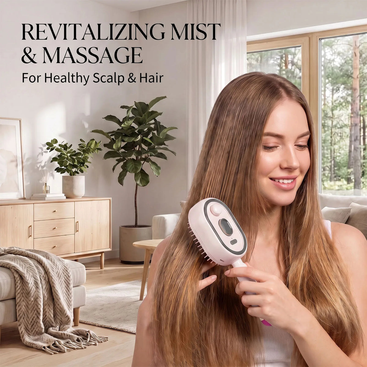 Electric Spray Hair Brush with Self-Cleaning Bristles, USB-C Rechargeable Detangling Comb