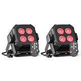 LeLeght 2-Pack RGBW LED Par Stage Lights | DMX512 Sound Activated DJ Party & Disco Lighting