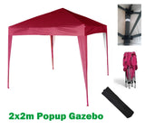 2x2m Pop-Up Gazebo Waterproof UV Protection Steel Frame No Sides for Garden Picnics Camping Events
