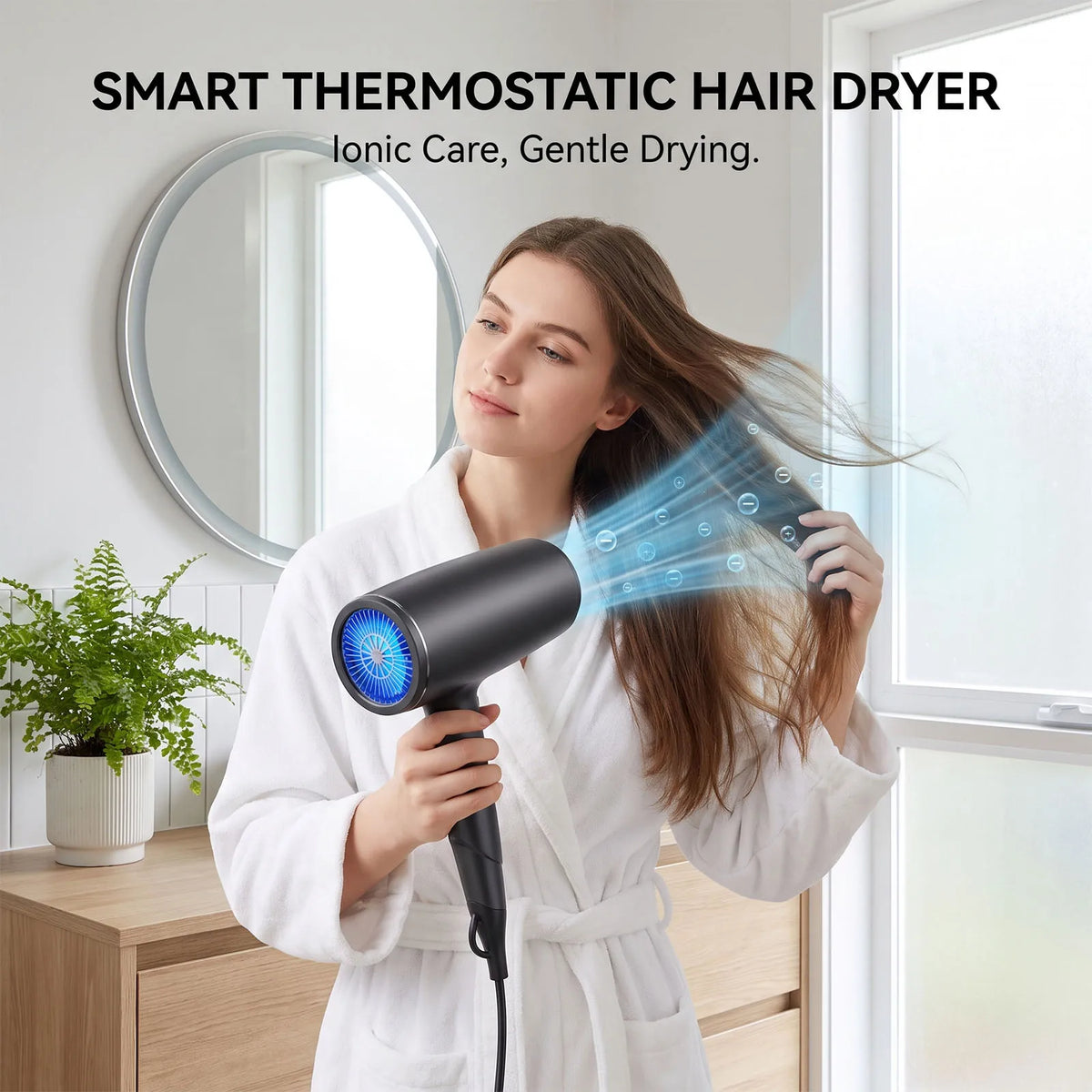 2000W Foldable Hair Dryer with NTC Temperature Control and Cool Shot, Grey