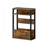 HOMCOM Industrial Narrow Side Table with Storage | Rustic Brown Bedside End Table & Nightstand