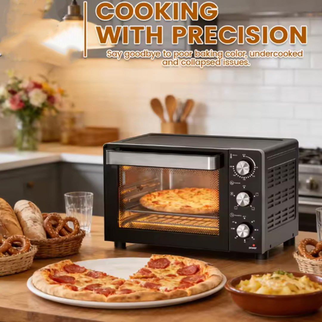 1200W Electric Toaster Oven 20L with 60 Minute Timer Temperature Control Convection and 6 Stage Heating for Home Baking