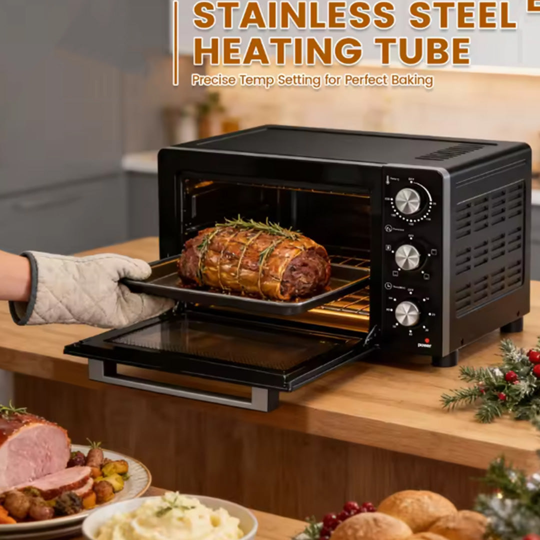1200W Electric Toaster Oven 20L with 60 Minute Timer Temperature Control Convection and 6 Stage Heating for Home Baking