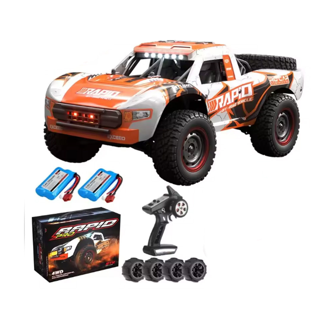 1:14 Scale Brushless 4WD RC Car 43mph High Speed LED Lights Drift Monster Truck with 2 Batteries and 2 Shells for Adults and Kids