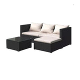 4 Seater Rattan Garden Furniture Set Modular Sofa Loveseat with Glass Top Coffee Table for Patio Conservatory and Indoor Use