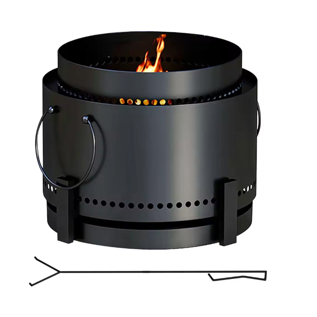 Smokeless Fire Pit with Ash Catcher and Poker 37cm Portable Wood Burning Firepit for Outdoor Garden Patio