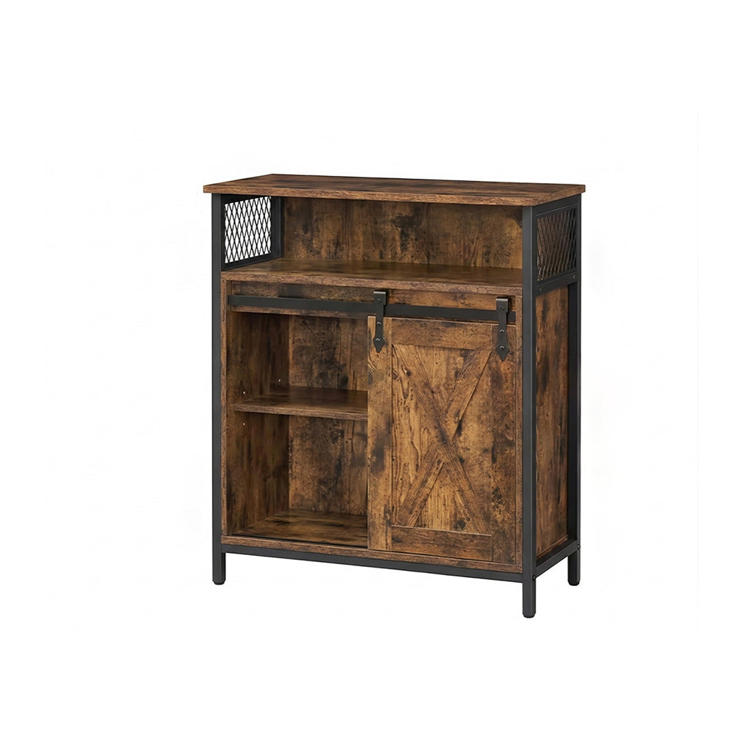 VASAGLE Industrial Sideboard with Sliding Barn Door | Adjustable Shelf Storage Cabinet 70x30x80cm
