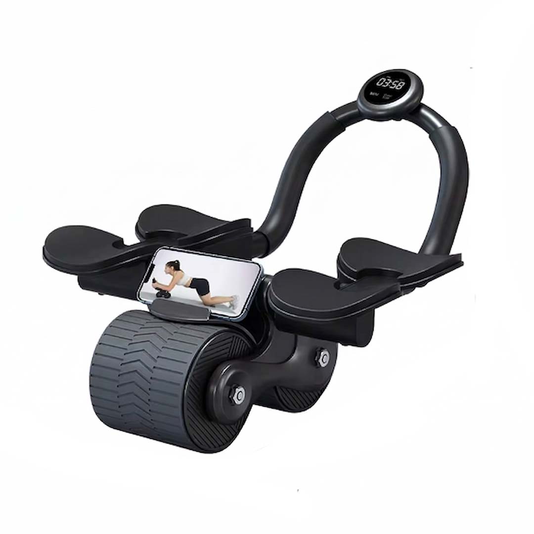 Abdominal Muscle Trainer with Timer Auto Rebound AB Roller Double Wheel Core Workout