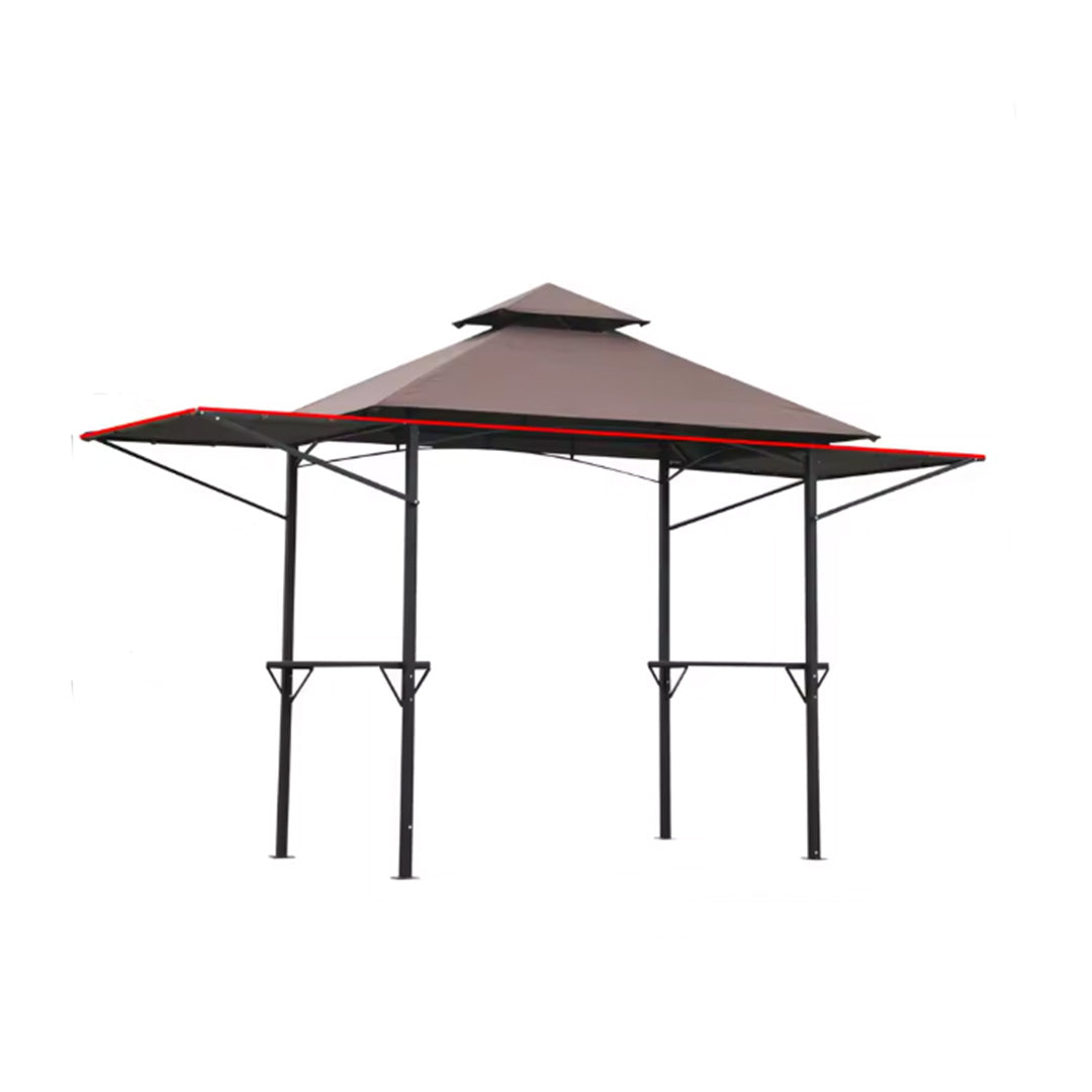 2.5 x 1.5m BBQ Party Tent Canopy with Double Waterproof Roof, Side Serving Panels and Ground Nails