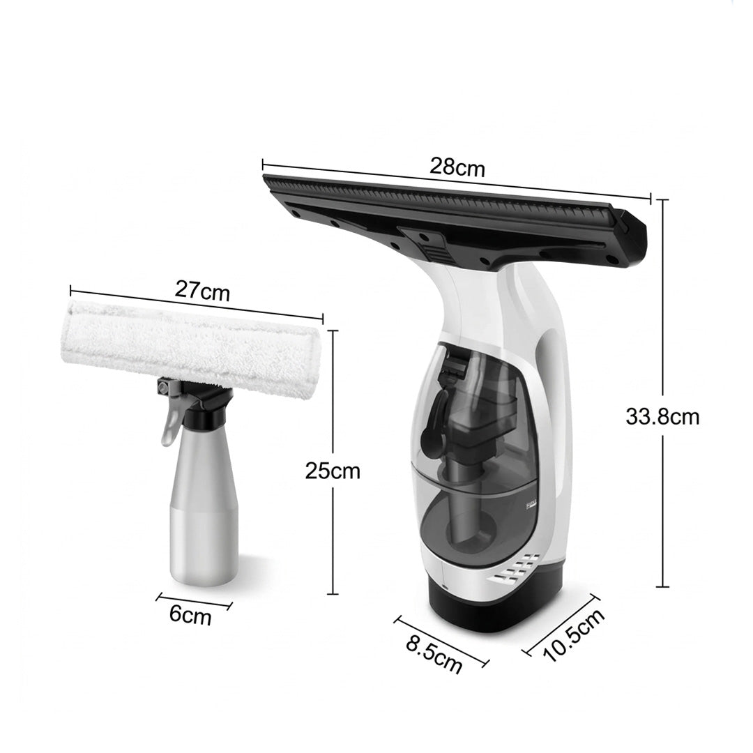 Cordless Window Vacuum Cleaner Rechargeable Squeegee 28cm Streak Free Glass Cleaner