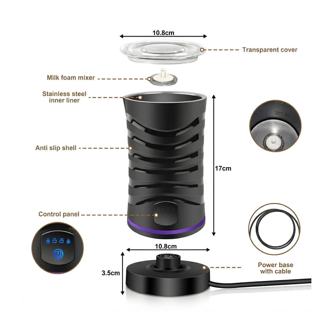 4-in-1 Electric Milk Frother & Steamer | 400W 600ml Hot & Cold Foam Maker for Coffee & Hot Chocolate