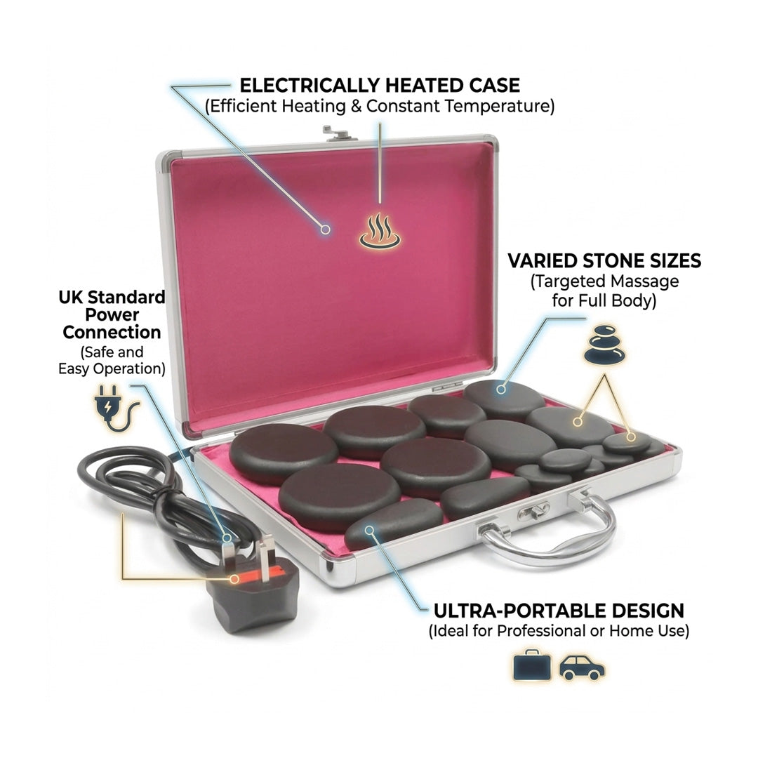 Hot Stone Massage Set with Heater 18 Piece Constant Temperature Spa Kit Budget Wellness Gadget