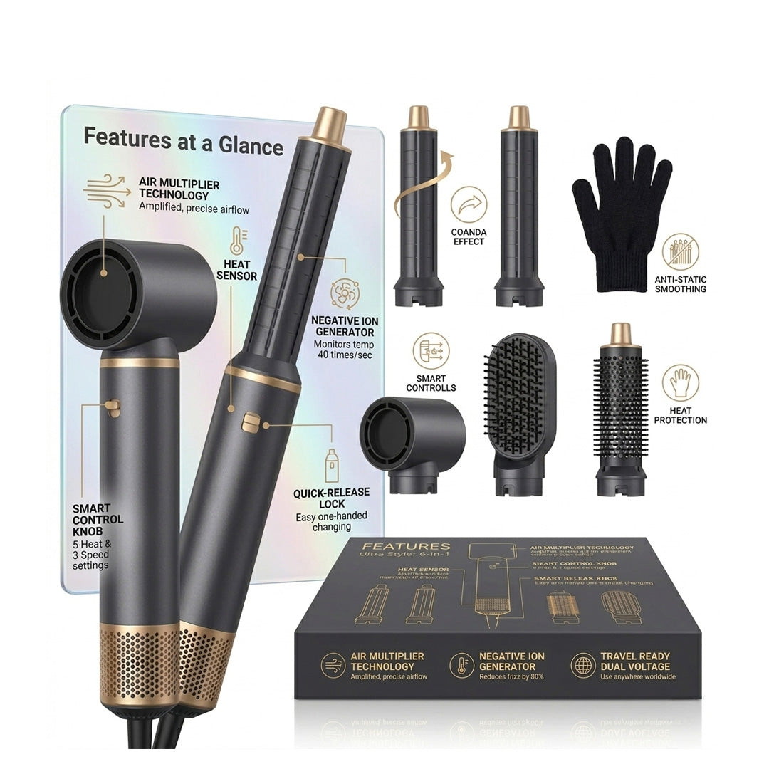UKLISS 5-in-1 Blow Dryer Brush | Negative Ion Hot Air Curler & Hair Styler