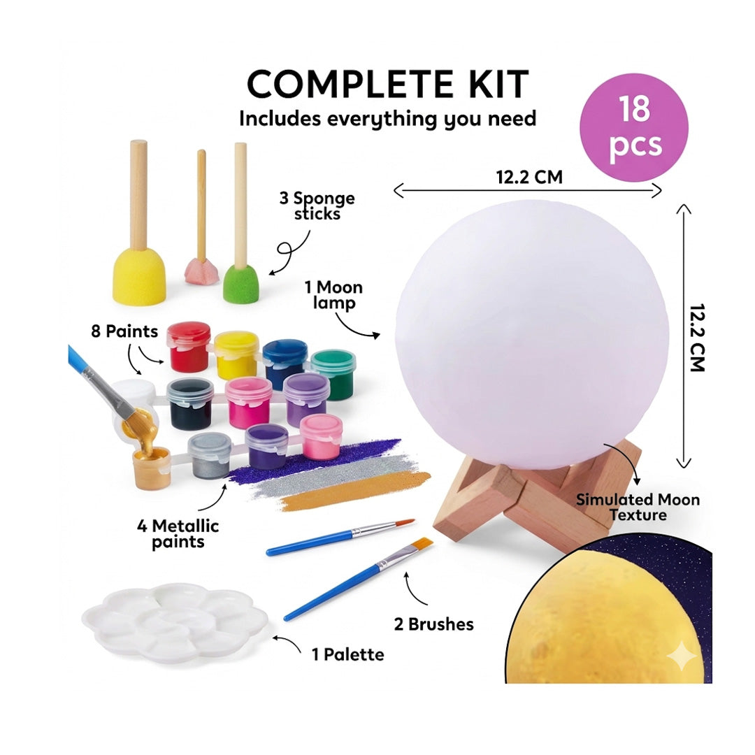 DIY Moon Lamp Paint Kit – 3D Glow-in-the-Dark Galaxy Craft Set for Kids