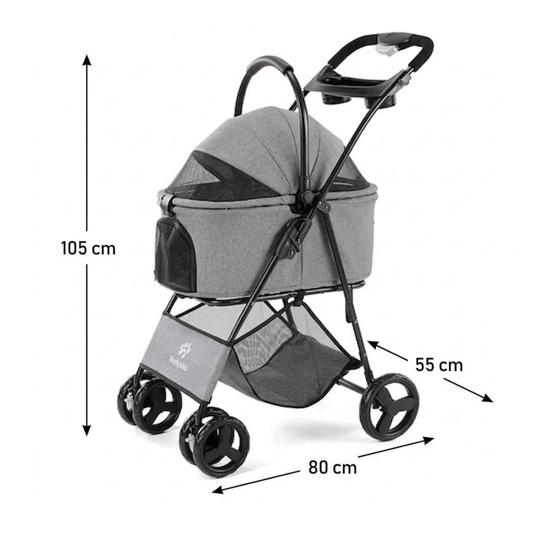 3 in 1 Pet Stroller with Removable Carrier – Foldable All-Terrain Dog & Cat Travel Stroller