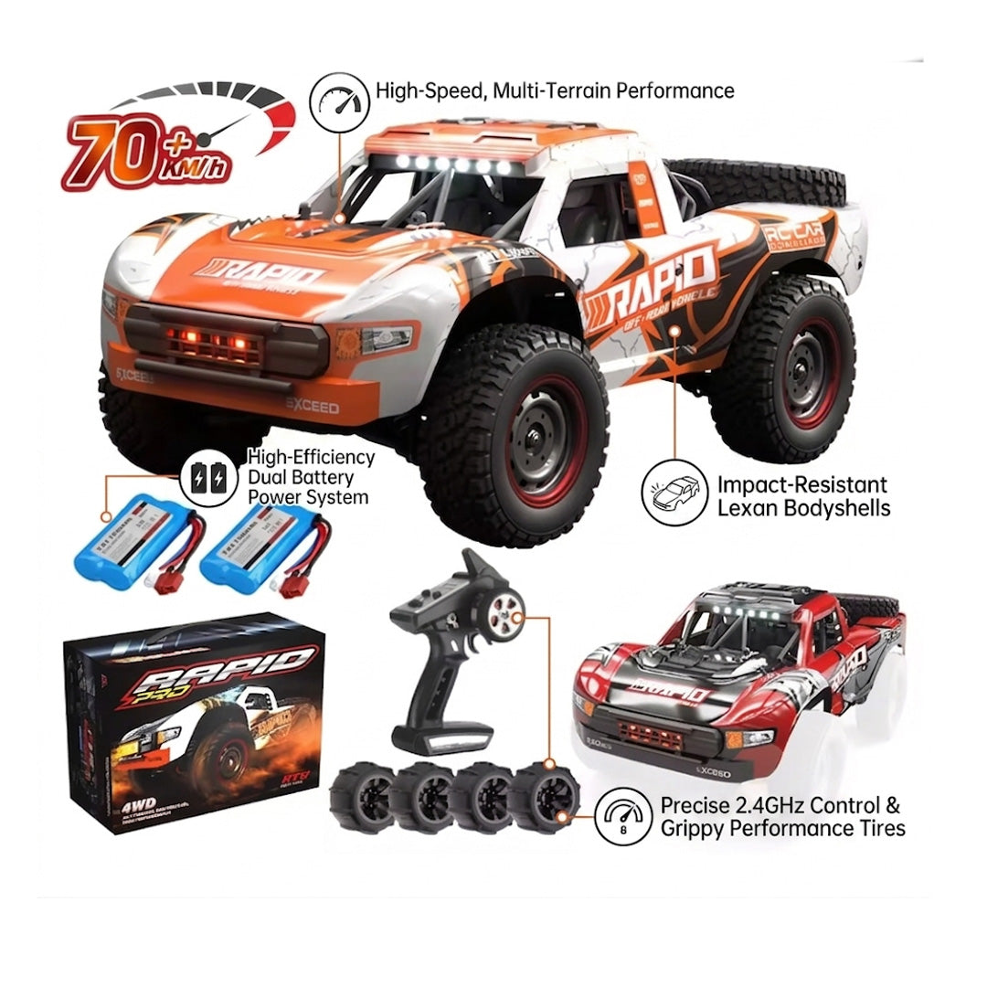 1:14 Scale Brushless 4WD RC Car 43mph High Speed LED Lights Drift Monster Truck with 2 Batteries and 2 Shells for Adults and Kids