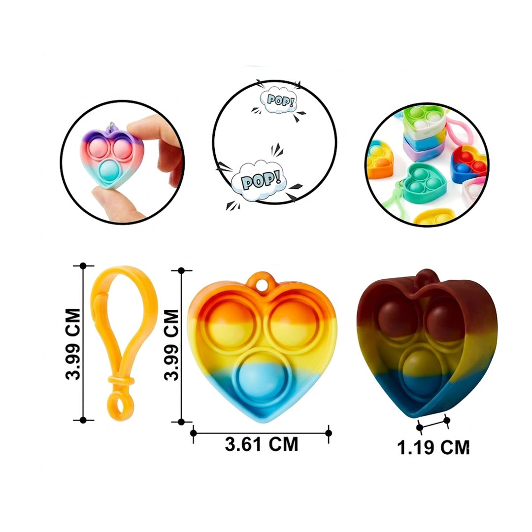 30 Pack Heart Pop Fidget Keychain Bulk Party Favours for Kids Classroom Prizes Birthday Gifts Goodie Bag Fillers