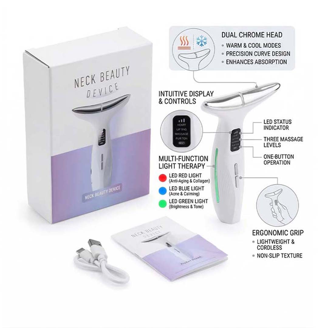 Microcurrent Neck Face Massager EMS LED Skin Tightening Lifting Device