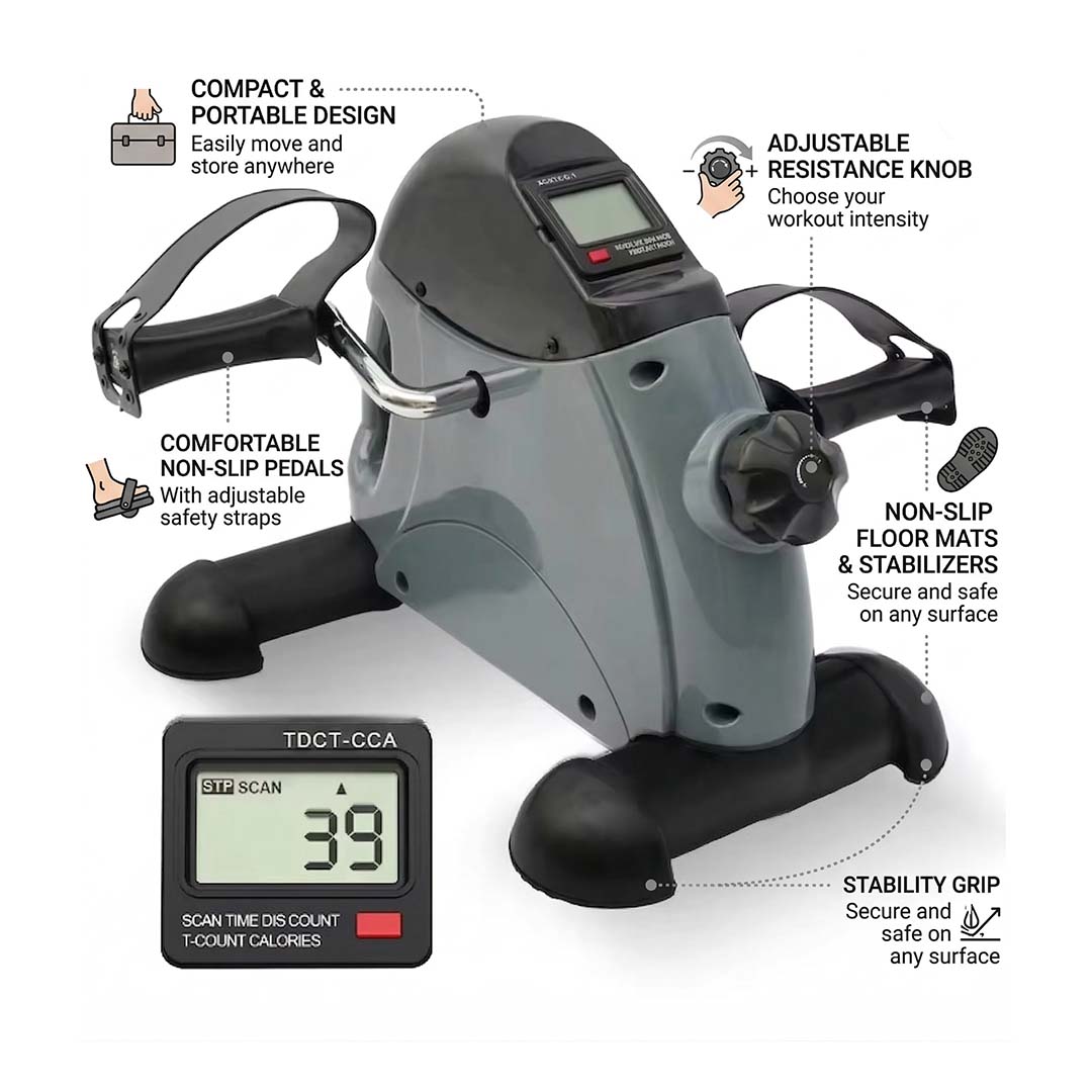 Mini Pedal Exercise Bike Under Desk Portable Cycle Trainer with LCD Display for Home Office
