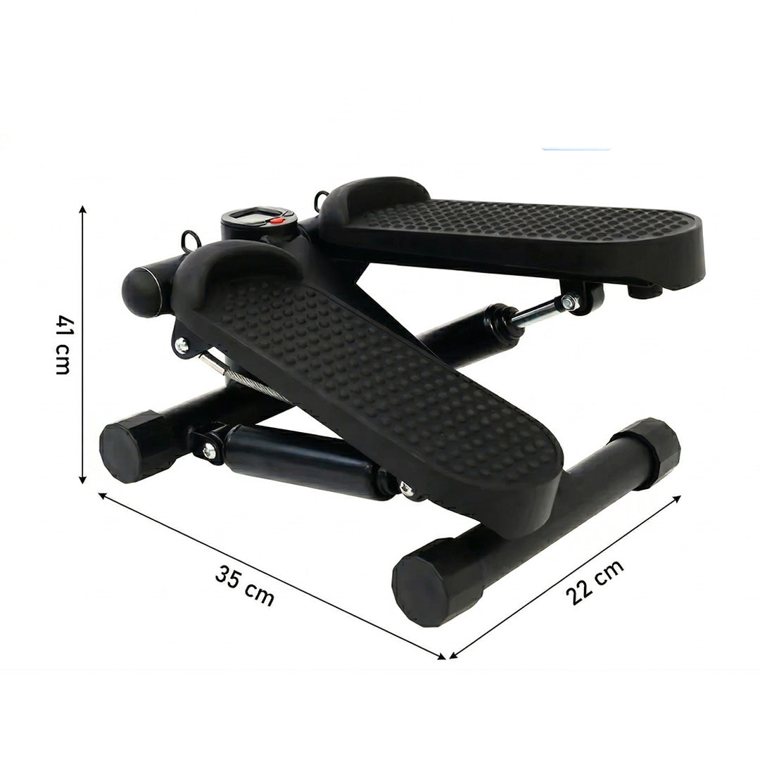 Mini Stepper with Resistance Bands – Silent Twist Stair Stepper Exercise Machine with Digital Display 330lbs Capacity