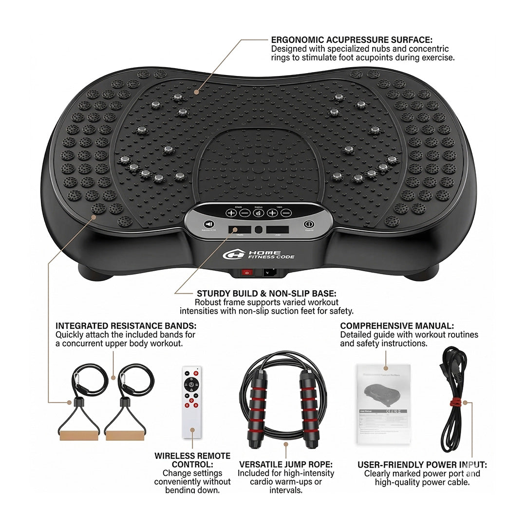 Whole Body Vibration Plate Exercise Machine – Fat Burning Fitness Platform with Remote Control & LCD Display